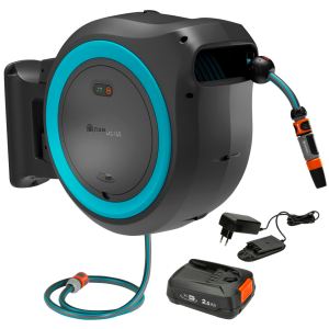 Gardena PowerRoll XL επιτοίχια θήκη για σωλήνα 35 m, τυρκουάζ - σετ